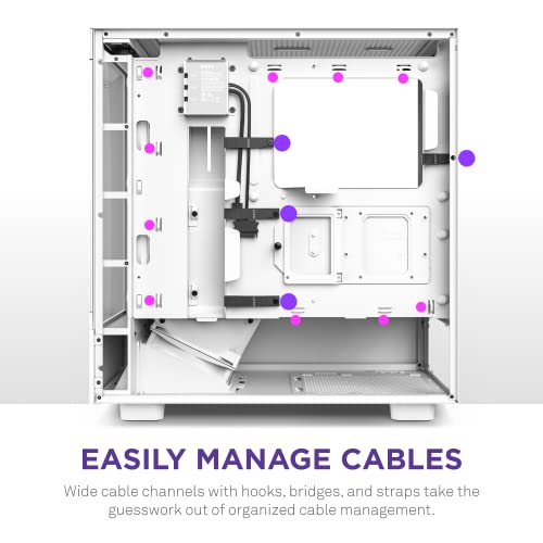 Image of NZXT H5 Elite NZXT Gamer Enclosure, Elite Edition, ATX Compact Mid Tower, ATX, Glass Front, White, CC-H51EW-01.