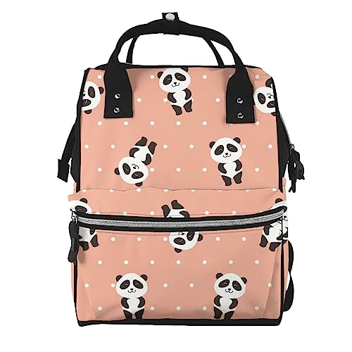 Sac à langer Panda à pois, sac à dos d'école et ordinateur mixte