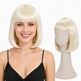 PARTY TELLER Short Blonde Bob Wig with Bangs for Women