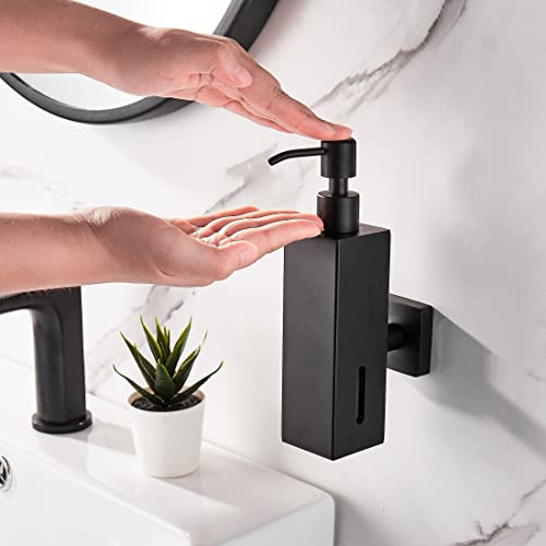 Bathsir Black Soap Dispenser, Wall Mount Liquid Dispensers Stainless Steel Hand Soap Bottle With Pump For Dish Countertop Kitchen Bathroom (Square/ 200 Ml) #TOP4