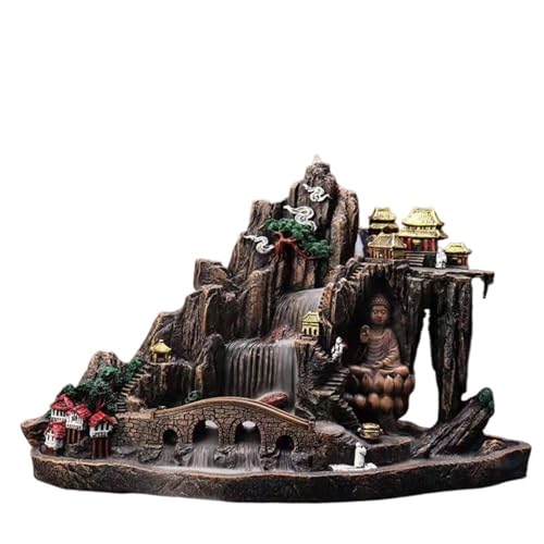 Large Resin Backflow Incense Fountain With Purple Mist Effect, Waterfall Burner For Home Zen Decor & Relaxation Gift(Color2)