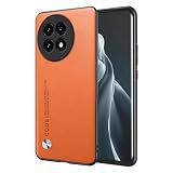 EASSGU Custodia per OnePlus 13R 5G (6.78" Inches), Cover per Telefono in Stile Business con Retro in PU Pelle - Arancia