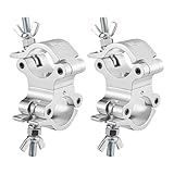 TUV Pro-Swivel Truss Clamp 2 inch, 2 Packs Rualin Heavy Duty 1100lb / 500kg Swivel Coupler 50mm Truss Clamps, Dual Head Turn As Needed Two 360 Degree Lighting Clamps, Fit truss OD 48-52mm / 2”