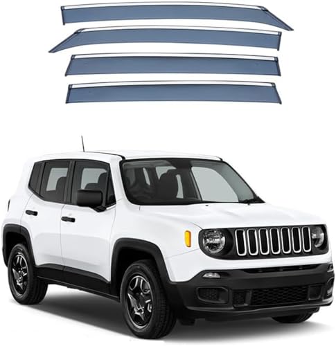 CAALO Car Windabweiser für Jeep Renegade 2014-2024,Regenschutz Windschutz Sonnenblende Seitenscheiben Vorne Hinten Auto zubehöR