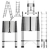 Extendable Ladders Telescopic, Multi-Purpose Stainless Steel Foldable Ladder Adjustable Extendable Height, Max Load150kg/330lb (5m (16.5ft))