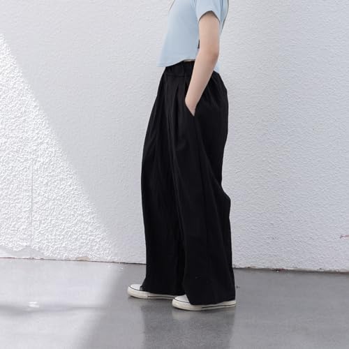 Image of Girls Pants 10-12 Years Flowy Palazzo Wide Leg Dress Pants for Girls Summer Black Pants Trousers 5-15 Years