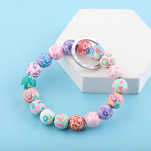 KUIYAI Elastic Functional Beaded Wrist Keychain Bracelet Handsfree Keychain Gift for Her4
