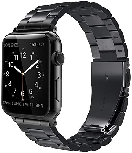 Simpeak Band Compatible With Apple Watch Series 8 45Mm Series 7 45Mm, Women Men Solid Stainless Steel Business Band Strap Replacement For Iwatch Series 6 Se 5 4 (44Mm) Series 3 2 1 (42Mm), Black #TOP5