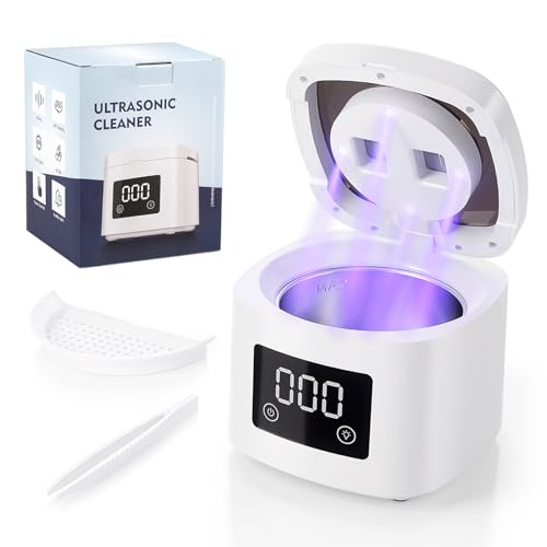 Nettoyeur à Ultrasons avec 4 Lampes UV, 45kHz Pod Dentaire 200 ml - Pour Gouttières Dentaires, Appareils Dentaires, Mainteneurs, Prothèses Dentaires,...