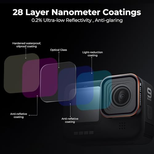 Image of K&F CONCEPT UV Protection Camera Lens Filter Compatible with GoPro Hero 13 Hero12 Hero11, Hero10, Hero9 Black, with 28 Layer-Nano Coating, Top AGC Optical Glass Action Camera Filter