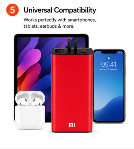 Image of 30000mAh Fast Charging Power Bank with Built-in USB-C & Lightning Cables 22.5W PD & QC Output Digital LED Display Portable Battery Pack for Smartphones Tablets & USB Devices