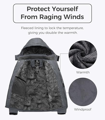 Image of Wantdo Men's Mountain Waterproof Ski Jacket Windproof Rain Jacket Winter Warm Hooded Coat