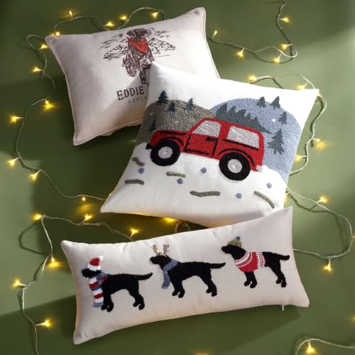 Image of Eddie Bauer - Throw Pillow, Soft Decorative Pillow for Bed or Couch, Christmas Decorations, 23 x 10, Buddy Holiday Beige