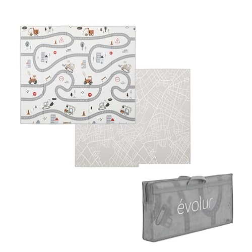 Evolur CozyCush Reversible Non-Toxic Baby Kids Playmat || Foldable Large Thick Foam Crawling Playmats for Toddlers|Waterproof Portable Playmat for Babies | Yoga/Picnic/Game Mat|Indoor/Outdoor