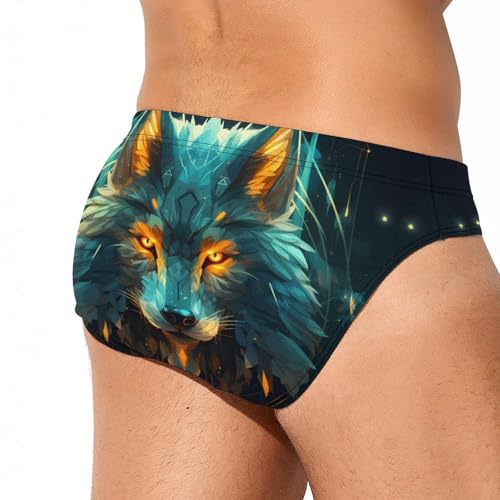 Wolf Face Head Wolf Mens Swim Briefs Quick Dry Swim Trunk Bikini Underwear Swimsuit3