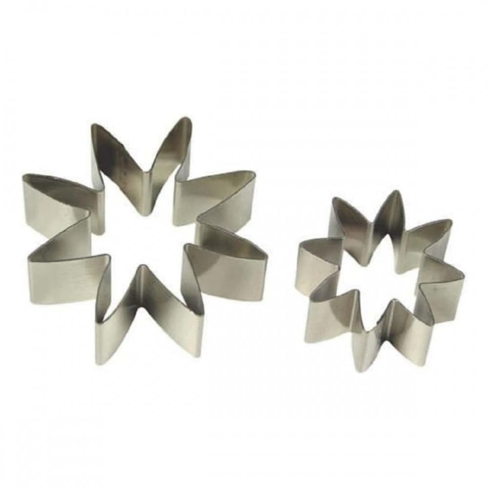 PME Stainless Steel Daisy 8 Petal Cutters, Medium Size, Set of 2, Silver