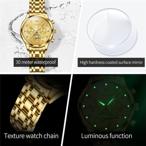 Image of OLEVS Womens Watches Chronograph Luxury Diamond Dress Analog Quartz Wrist Watches Stainless Steel Waterproof Luminous Ladies Watch