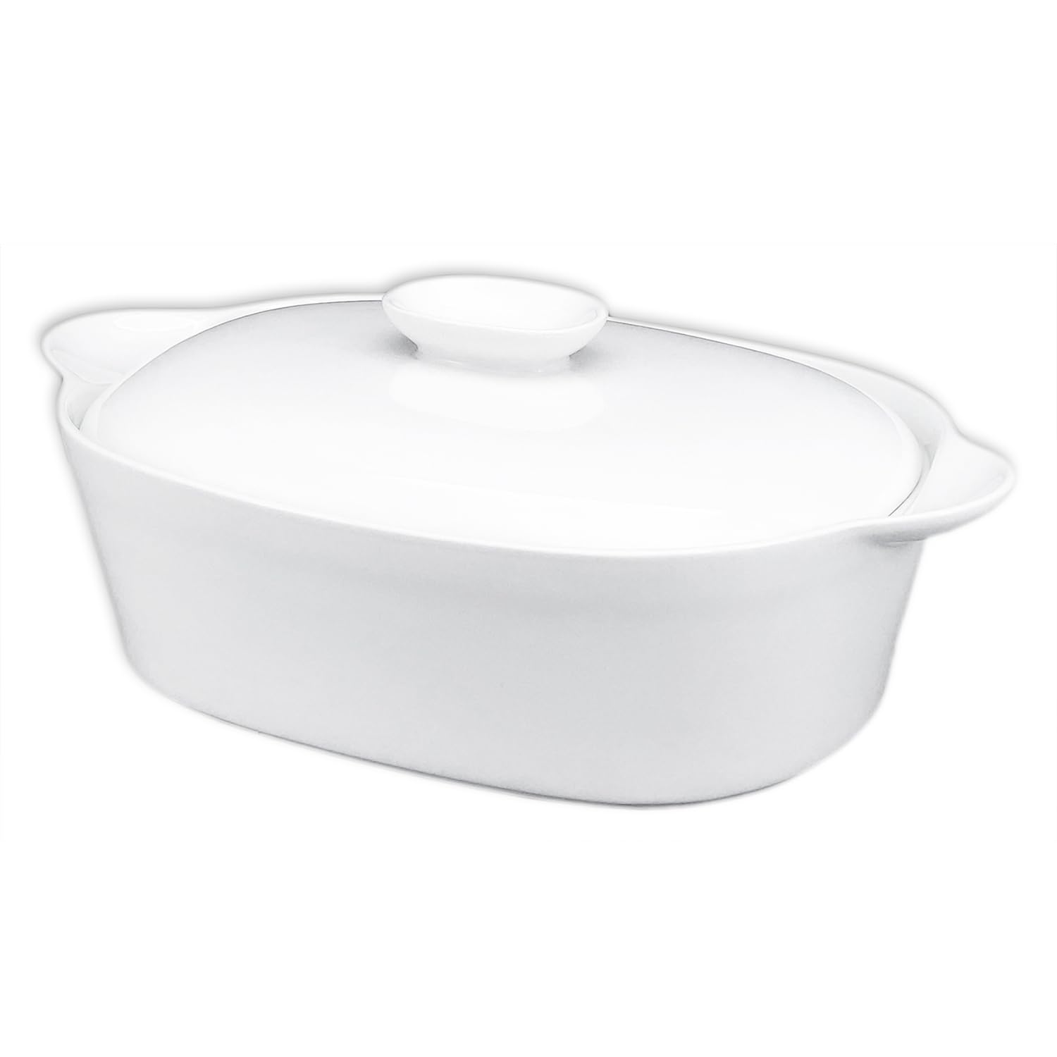 Cocotte en céramique blanche de 1,67 L avec couvercle pour four