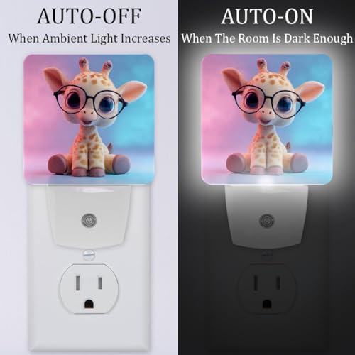 Image of NEWzone Cartoon Giraffe Night Light [2 Pack], Plug in Wall Led Night Lights Decor for Boys Girls Room, Dusk to Dawn Sensor Wall Lamp for Stairway /Bedroom /Kitchen /Nursery Room