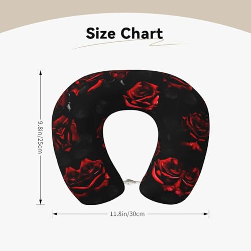 Almohada de Viaje con Estampado de Rosas Rojas y Negras miniatura 5