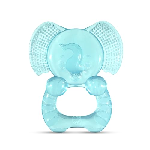 RaZbaby Elfy-Yummy Teether: Teething Relief Toy - Elephant Design, Medical Grade Silicone with Ultra Soft Bristle to Soothe Teething Discomfort Perfect Teething Toy for Babies 3m+
