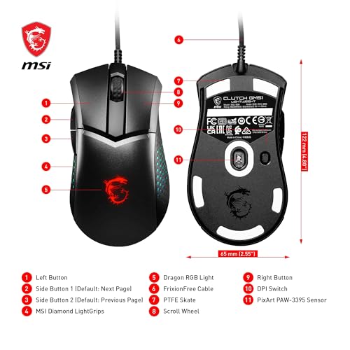 CLUTCH GM51 LIGHTWEIGHT - Mouse Gaming, Sesore Ottico PixArt PAW-3395, Peso 75g, 8000 Hz, USB, Design erogonomico, NVIDIA Reflex Analyzer - Mouse gaming - Immagine 10