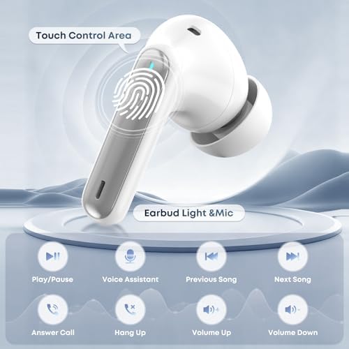 Bluetooth 5.3 Headphones HiFi Stereo 50H Playback LED Digital Display Ear Buds with ENC Noise Canceling Headset - 4
