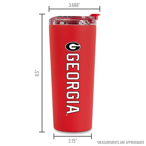 Image of Rico Industries NCAA Georgia Bulldogs Red 24oz Stainless Steel Tumbler with Lid and Dual Functioning Lid
