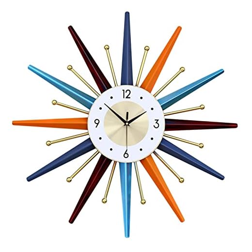Large Wall Clock 22 Inch Modern Wall Clock Starburst Clock Non-Ticking Battery Operated Colorful 3D Wall Clock Modern Home Decorations for Living Room Bedroom Kitchen Office,Wall Watch