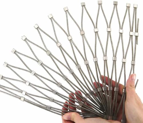 Grillage métallique résistant aux chocs avec maille de 11cm en acier inoxydable argent
