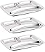 Alpha-Stahl 3 piatti in acciaio inox con divisori a 3 scomparti, divisi in 3 parti, 29 x 20,7 x 1,7 cm, per cucina, gastronomia e casa, robusti, impilabili