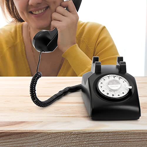 Teléfono fijo rotativo retro Dicunoy estilo clásico negro miniatura 7