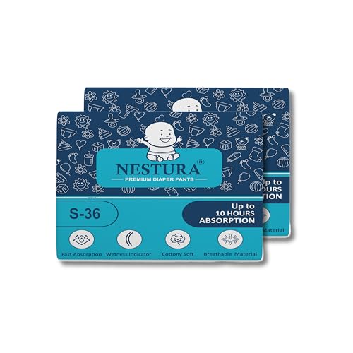 Image of Baby Diapers Pants Small S size (4-8 kg), Combo Pack of 2 (72 Count)