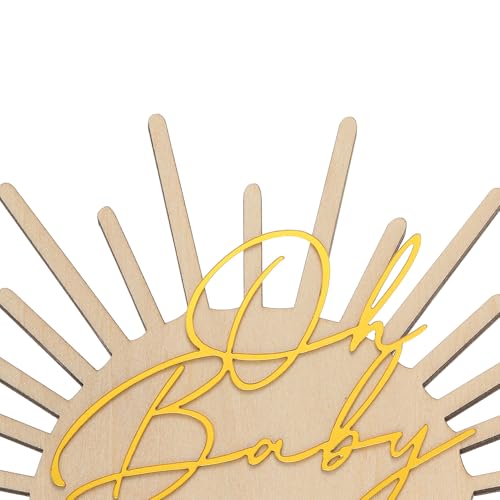 Oh baby cake topper，Sun cake topper，Baby shower cake topper,wooden cake topper/Mirrored golden Acrylic cake topper，Sunshine Party Decor, Boho Cake Topper, Boho baby shower decorations。 by Alydppg - Image 6