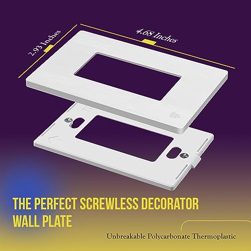 Image of ENERLITES Brushed Screwless Decorator Wall Plate Child Safe Outlet Cover, Size 1-Gang 4.68 inch H x 2.93 inch L, Unbreakable Polycarbonate Thermoplastic, SI8831-BW, Brushed White