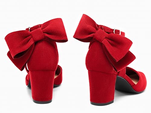 Image of Coutgo Women's Chunky Heels Ankle Strap Pointed Toe Pumps | Dress Shoes