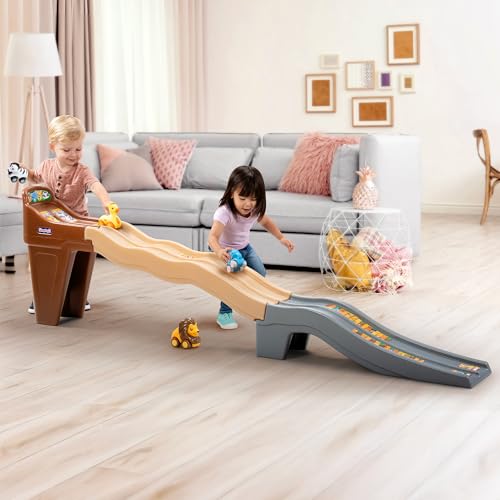 Image of Simplay3 Safari Adventure Race Track, Dual Lane Toddler Racetrack, Car Ramp Toy for Indoor or Outdoor Play, 4 Toy Animal Cars Included, Made in USA