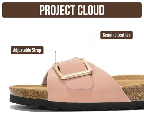Image of Project Cloud 100% Genuine Leather Sandals Women Dressy Beach Essentials Slides for Women Footwear - Lightweight with Memory Foam Insole Sandals for Women 2026 - Womens Slides