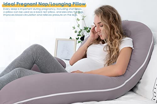 Image of INSEN Pregnancy Pillow,Maternity Body Pillow for Pregnant Women,C Shaped Full Body Pillow with Zippers Jersey Cover