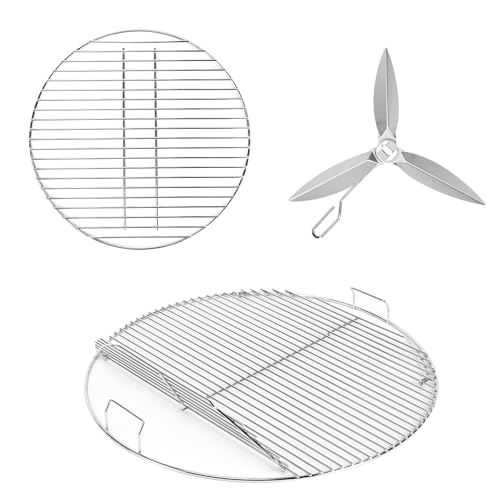 GRISUN Grillrost Kohlerost und Reinigungssystem-Kit für Weber 55 9/57 2 cm One-Touch Silver Bar-B-Kettle Master-Touch und One-Touch Holzkohlegrills passend für Weber 7436 7441 7444