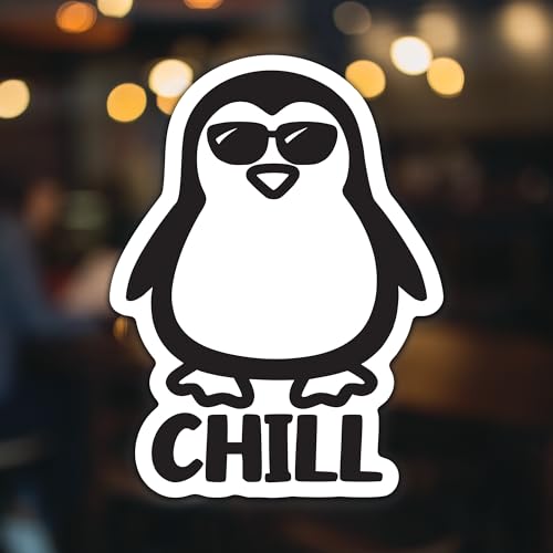 Image of Chill Penguin Vinyl Decal Sticker - Versatile for Cars, Trucks, Windows, Bumpers, Walls, and Laptops - 5 Inches - Black Design withWhite Background - KCD3453B