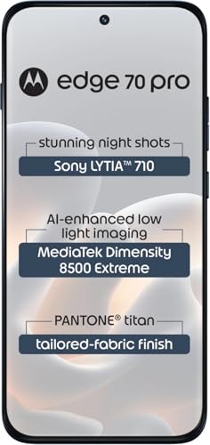 Image of Motorola Edge 70 Pro 5G (Tailored Fabric - Pantone Titan Blue, 8GB RAM, 256GB Storage) | MediaTek Dimensity 8500 Extreme Processor | 50MP + 50MP Dual Rear Camera |50MP Front Camera|6.8-inch Display|