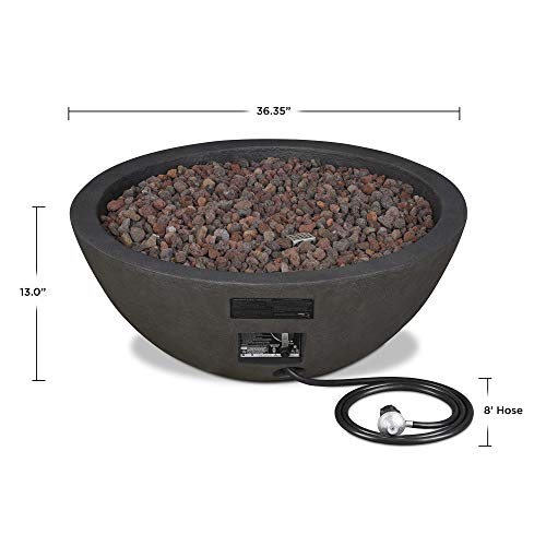 Image of Real Flame Riverside 36 inch Propane or Natural Gas Fire Pit - Stainless Steel Burners, Natural Gas Conversion Kit Included, 50,000 BTUs, Push Button Ignition - Shale