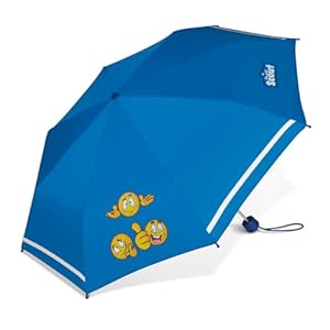 Scout Kinder-Taschenschirm mit reflektierenden Streifen Emoji Blue, 90 cm