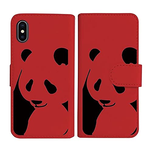 sslink iPhone17 Pro Max アイフォン17プロマックス 対応 手帳型 レッド ケース パンダ シルエット ブラック ダイアリータイプ 横開き カード収納 フリップ カバー