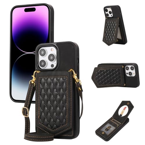 Portefeuille pour iPhone 15 Plus amovible, étui cuir porte-cartes anti-RFID noir