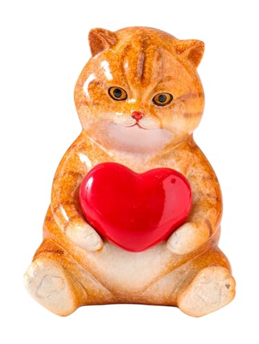 Image of AUGEN Polyresin Kitten Heart Statue Showpiece for Home Decor Decoration and Gifting (1767F5, 12cm)