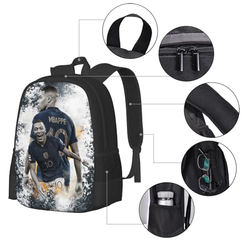 Image of #10 Mbappe #7 Adult Simplicity Backpacks Bag Laptop Bag Bookbag Backpack 16.5 Inch For Daily