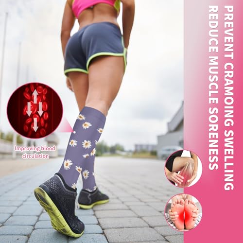 Image of Sooverki Compression Socks for Women & Men 6 Pairs is Best Supportive Knee High Stockings for Circulation, Travel, Nurses