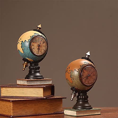 Reloj de mesa con forma de globo terráqueo vintage azul para regalar en despachos 5